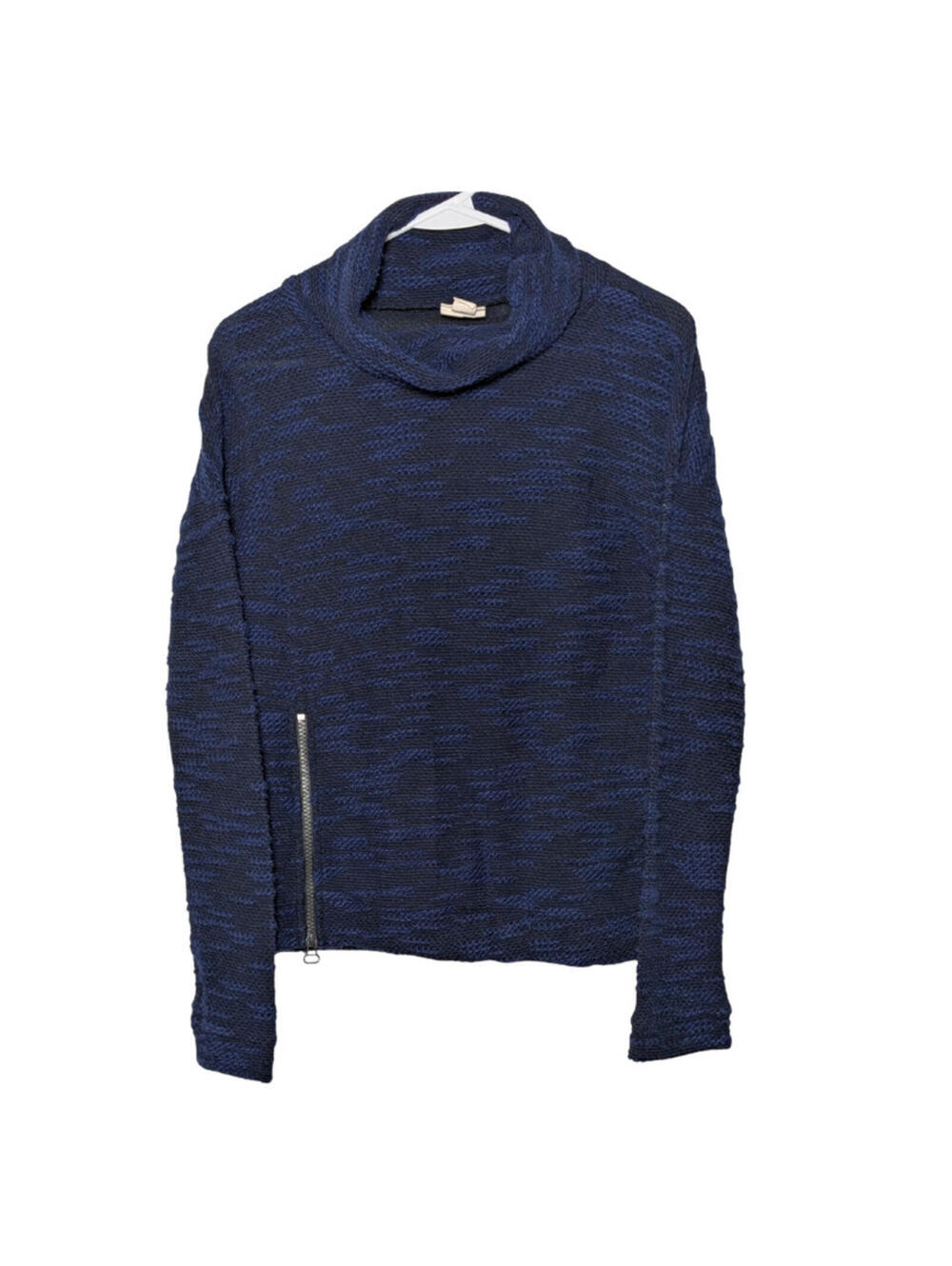 Converse Women's Grunge Punk Front Zip Turtleneck Sweater, Black Blue, Small